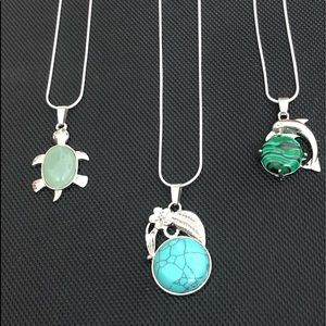 LOT NEW Tropical Turtles Dolphin Tree Necklaces
